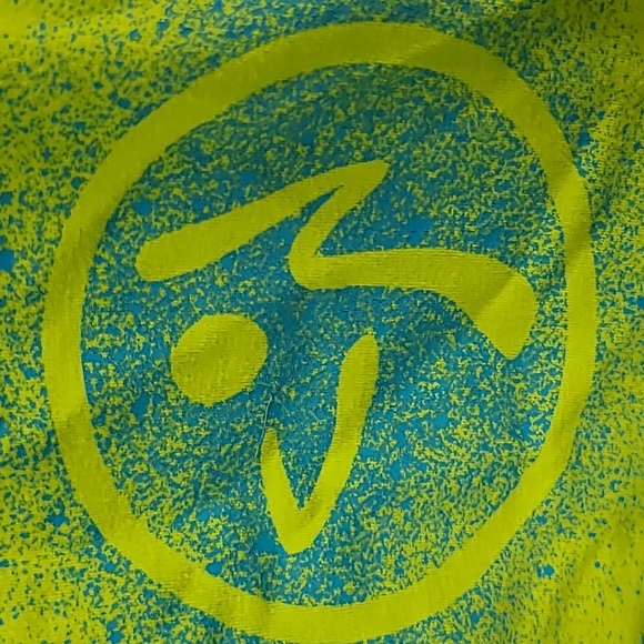 Zumba Racerback Tank Top Colorblock Neon Yellow Fitted Activewear Dance Workout - Picture 5 of 7